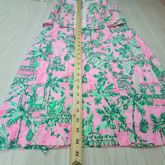Lilly Pulitzer Shift Dress M Pink Floral Sleeveless Scallop Hem Resort Tropical - Picture 13 of 16
